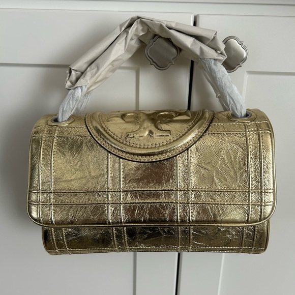 Tory Burch Handbags - Tory Burch Fleming Metallic Quilt Small Convertible Shoulder Bag NWT